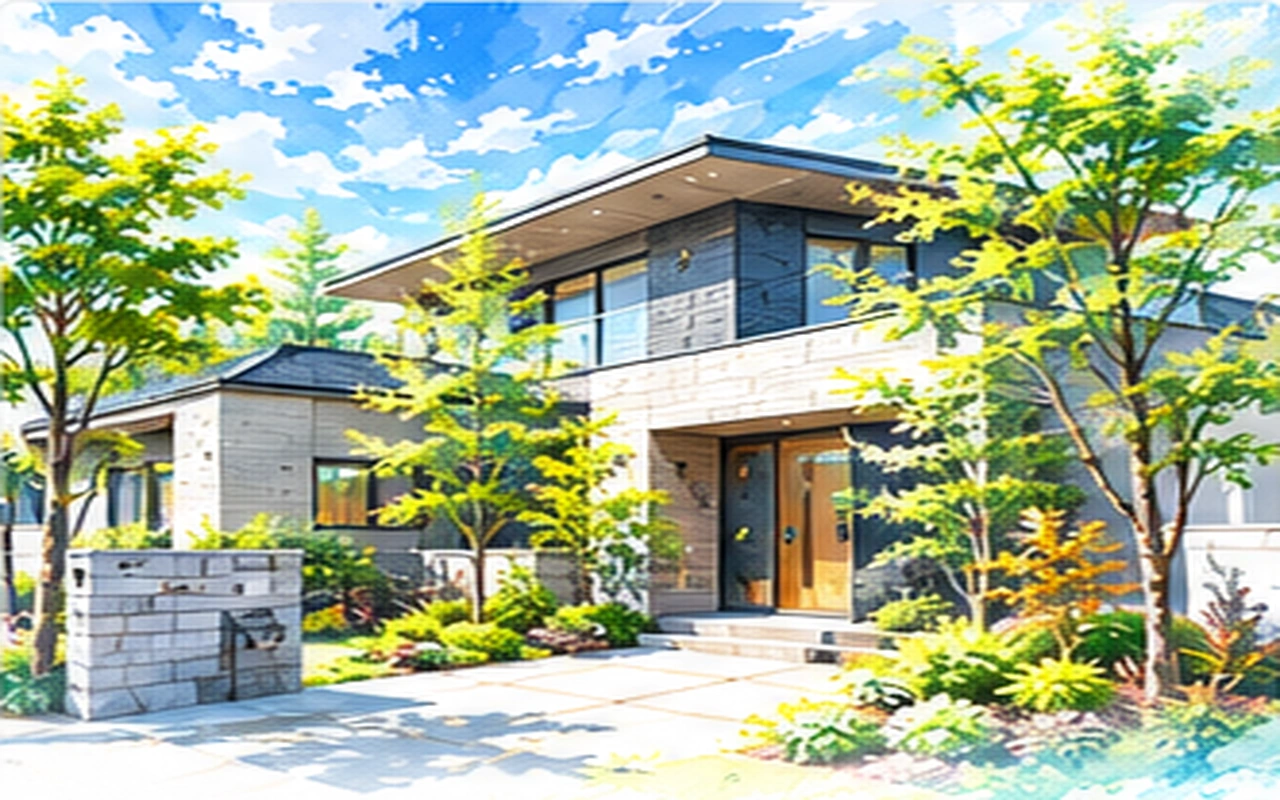 外構工事｜住宅外構と植栽の施工イメージ